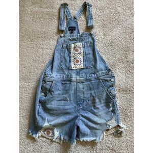 Lucky‎ Brand Crochet Denim Shortalls Size Medium